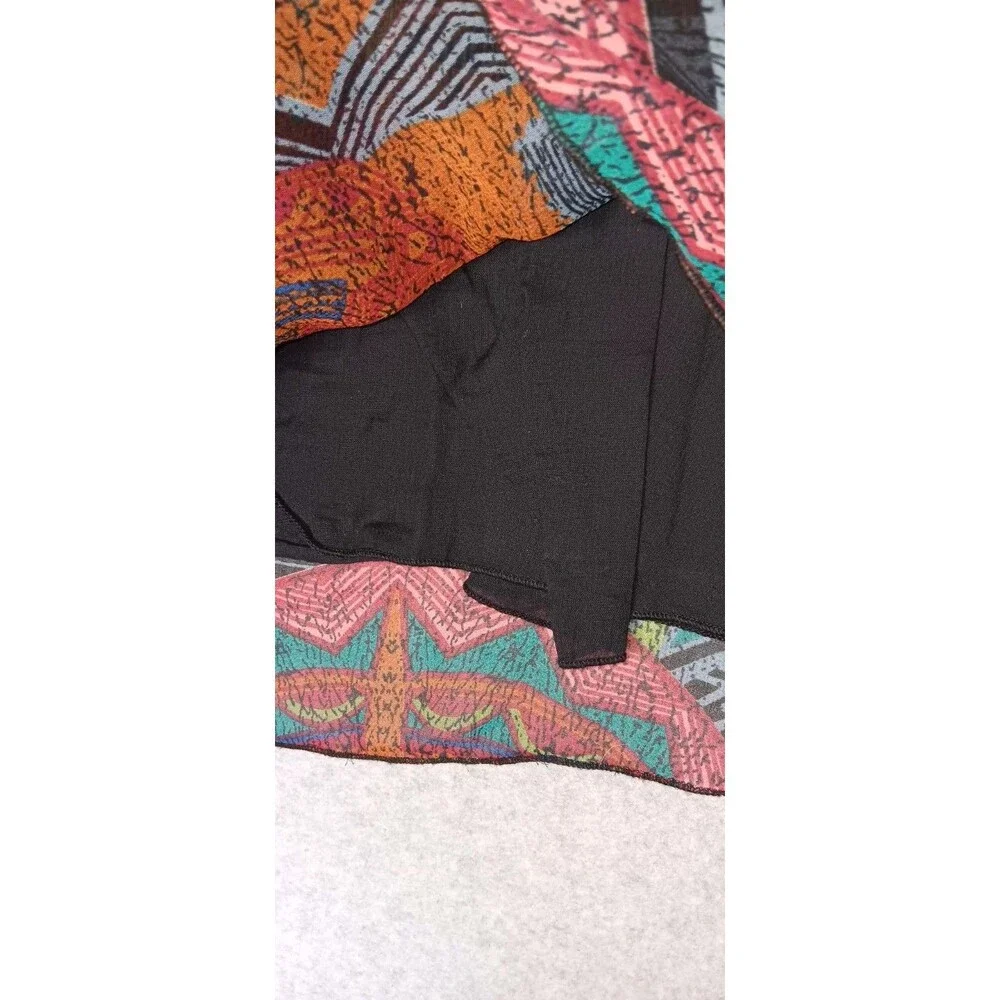 Angie Sleeveless Swing Tunic Mini Dress Large Geometric Tribal Print Boho Retro - Picture 10 of 11